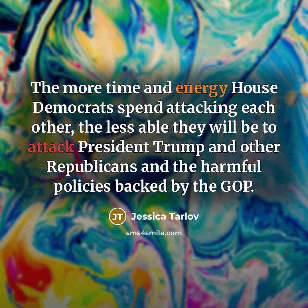 “The more time and energy House Democrats spend attacking each…” quote by Jessica Tarlov