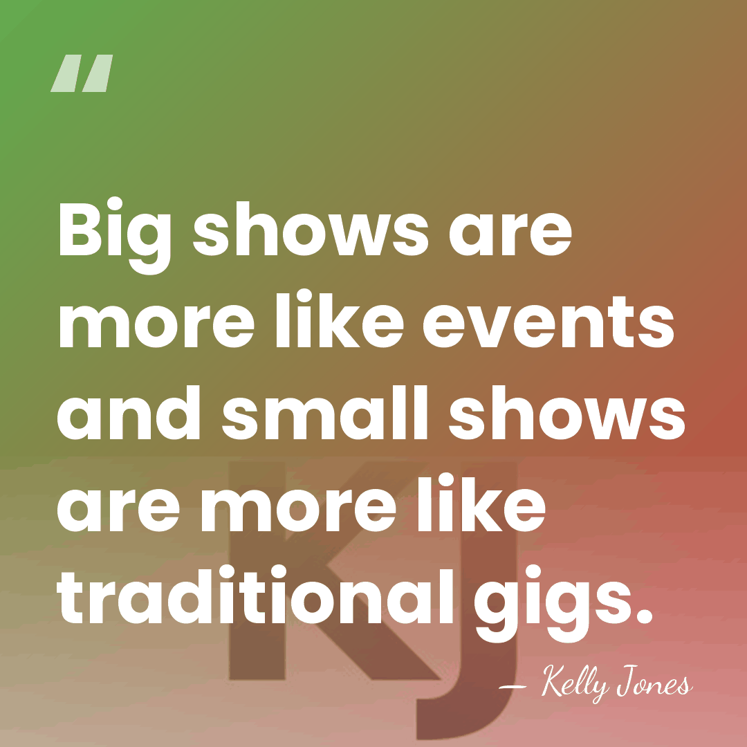 Big shows are more like events and small shows are more like&hellip; - Kelly Jones