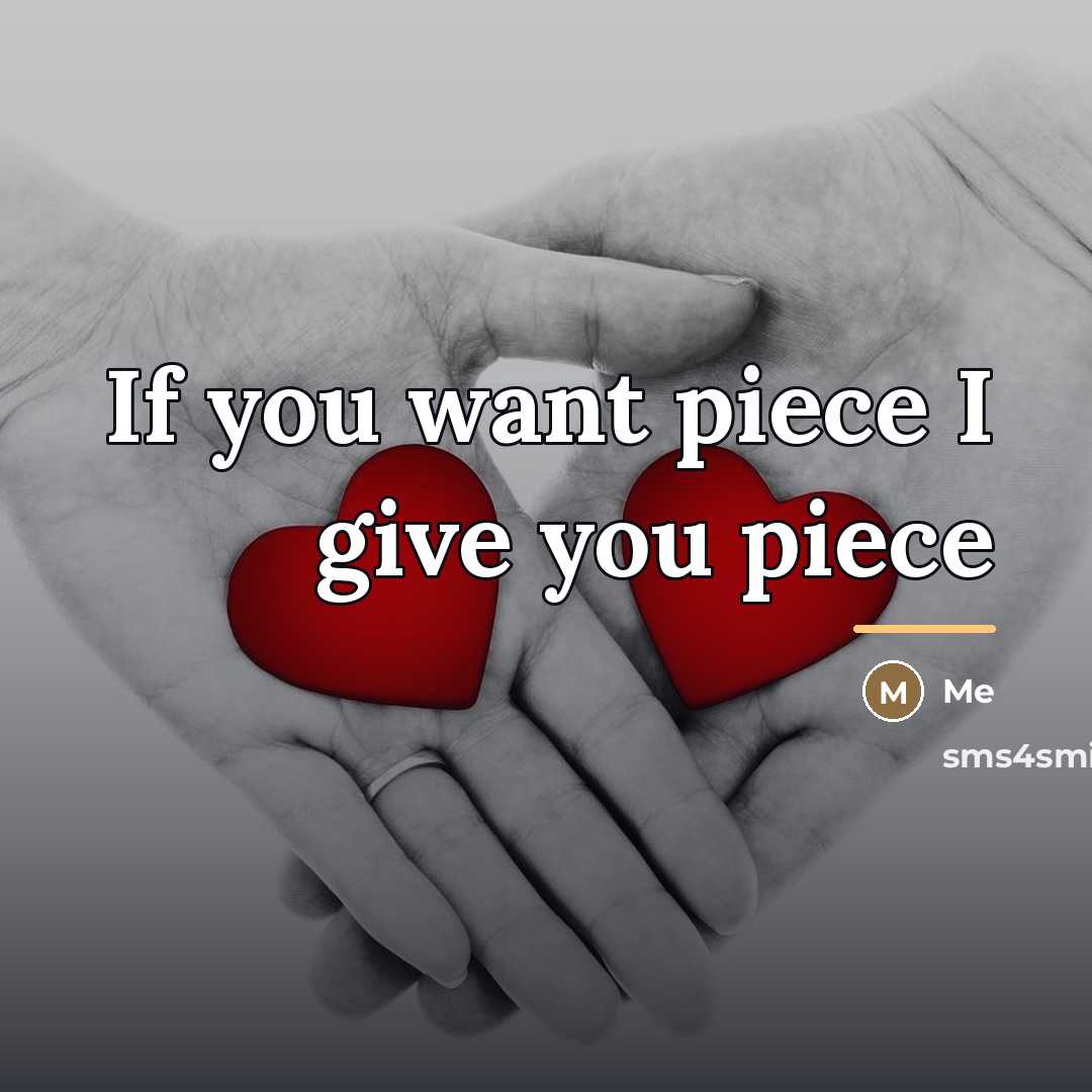 “If you want piece I give you piece…” quote by Me