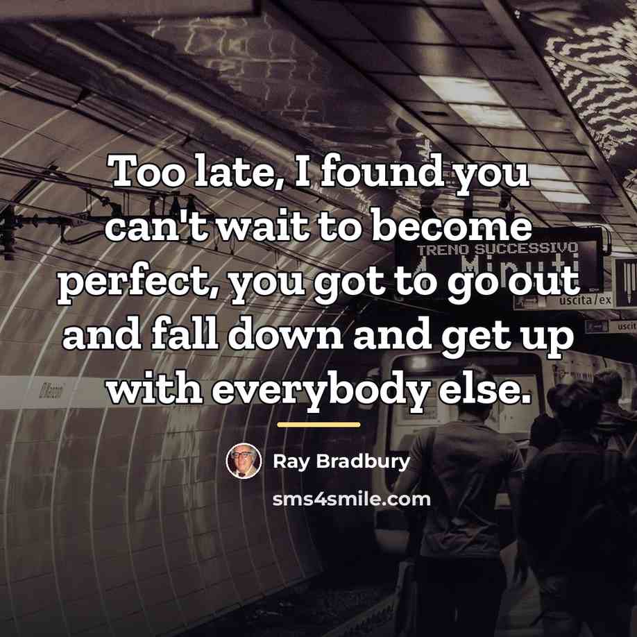 “Too late, I found you can't wait to become perfect,…” quote by Ray Bradbury
