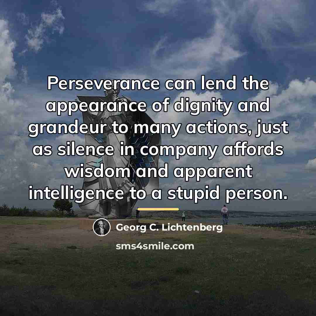 “Perseverance can lend the appearance of dignity and grandeur to…” quote by Georg C. Lichtenberg
