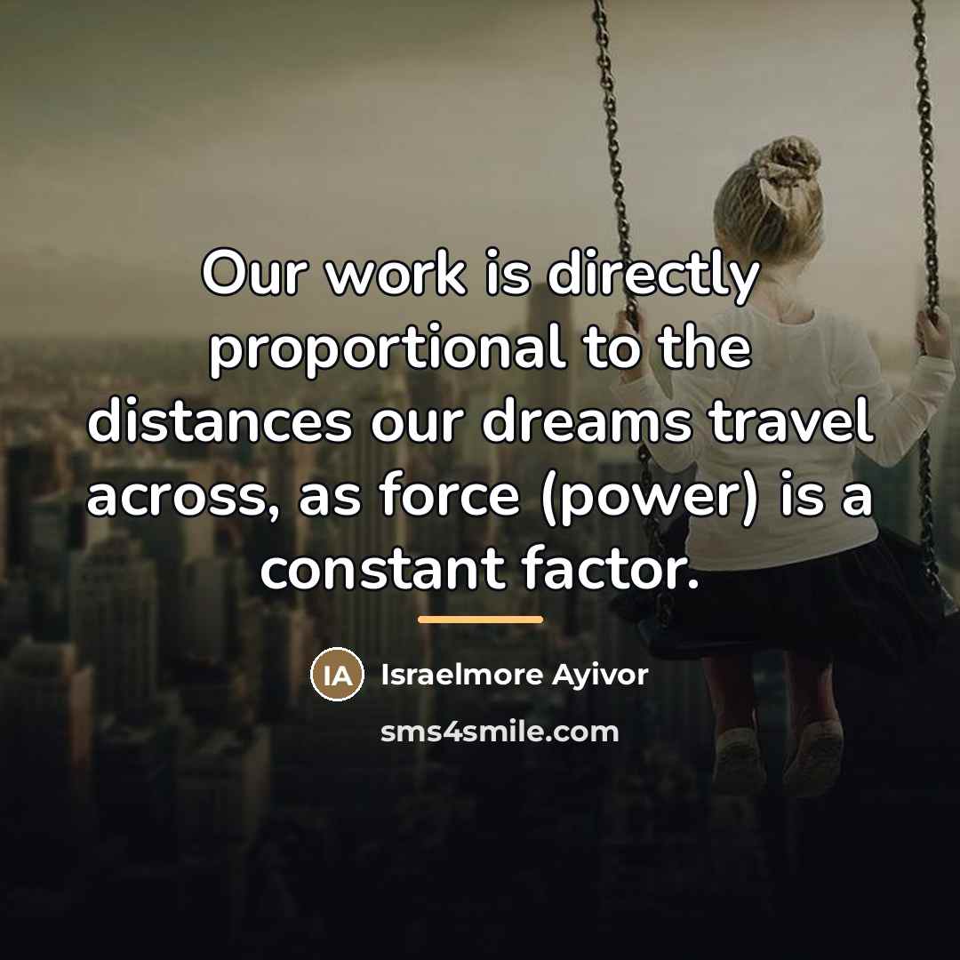 “Our work is directly proportional to the distances our dreams…” quote by Israelmore Ayivor