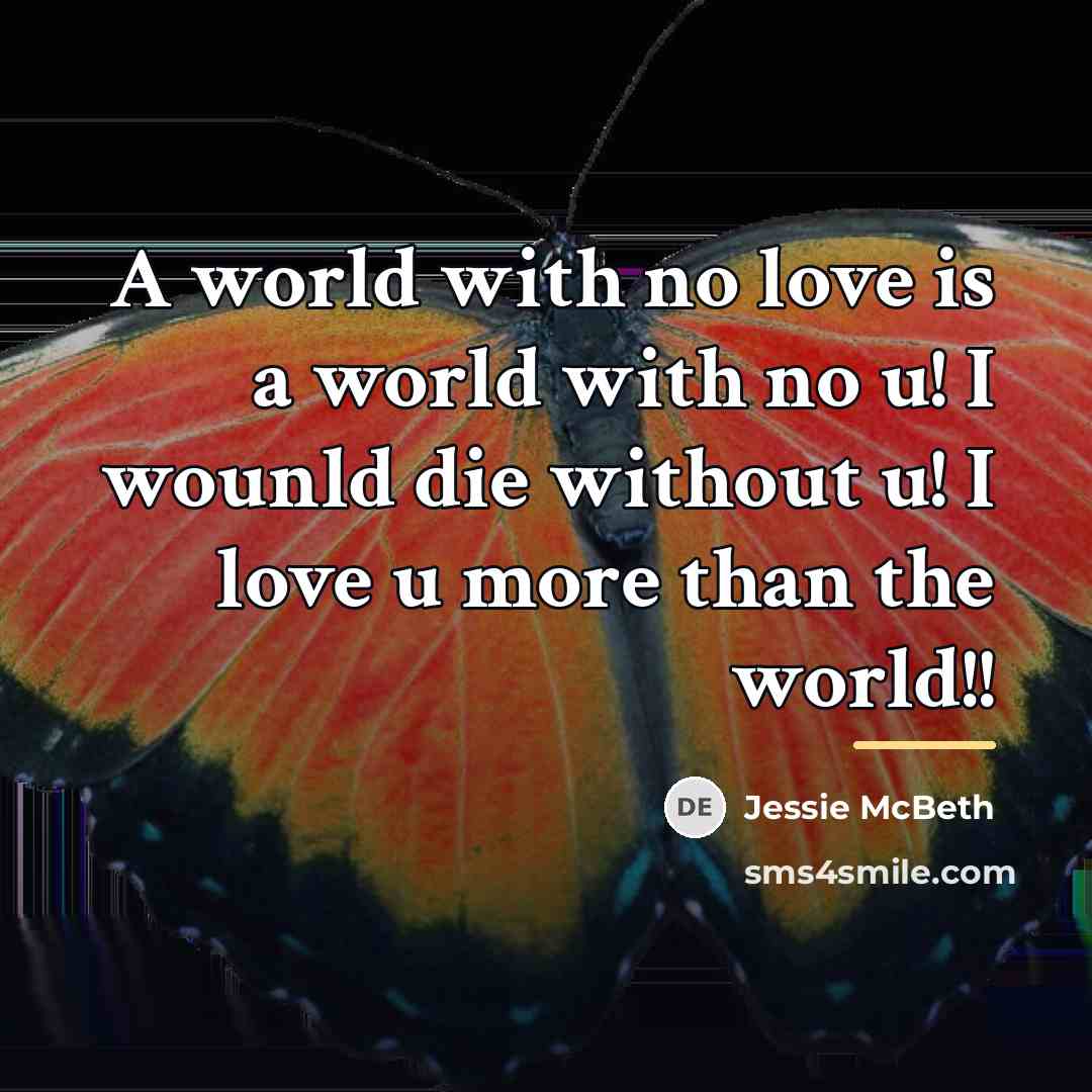 “A world with no love is a world with no…” quote by Jessie McBeth