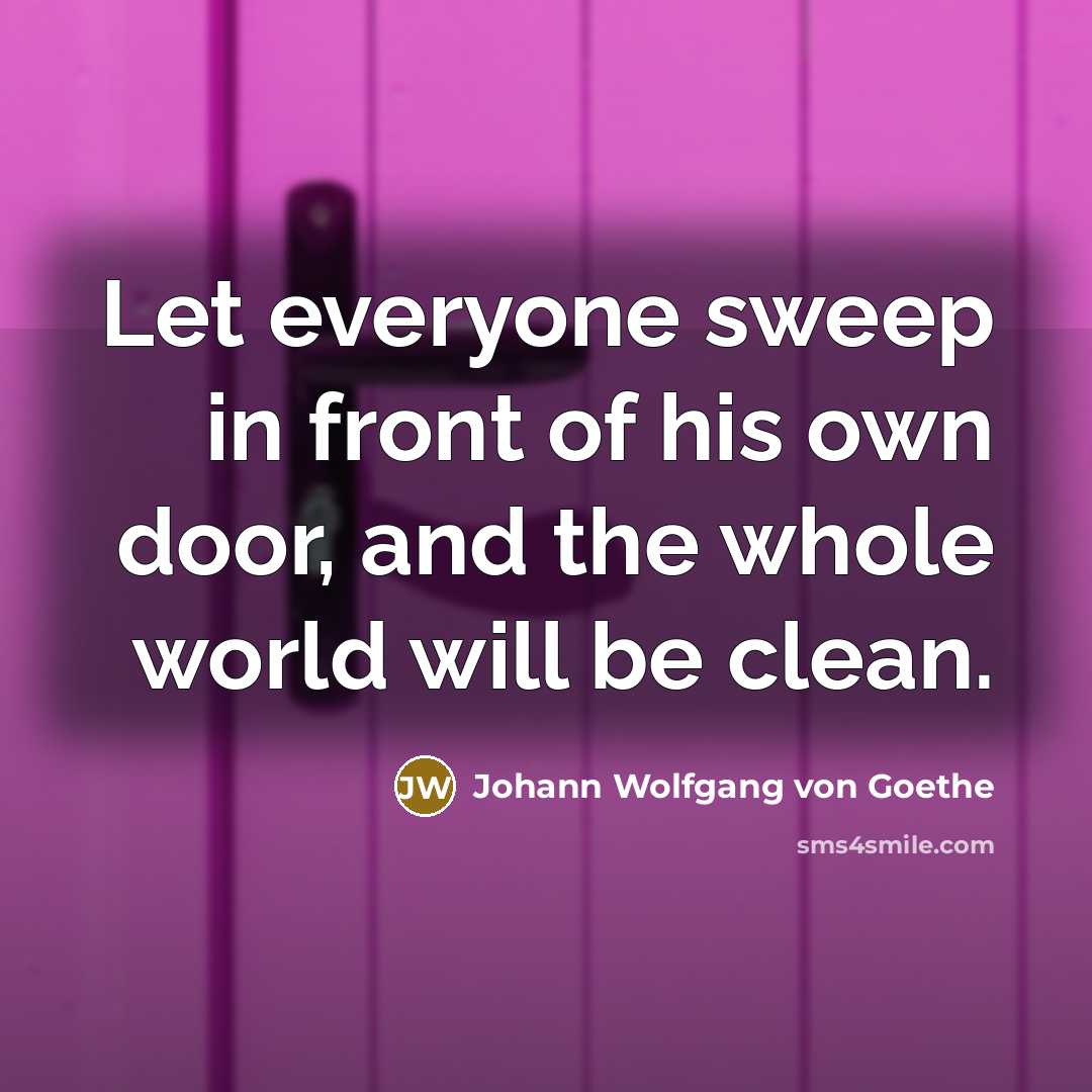 “Let everyone sweep in front of his own door, and…” quote by Johann Wolfgang von Goethe