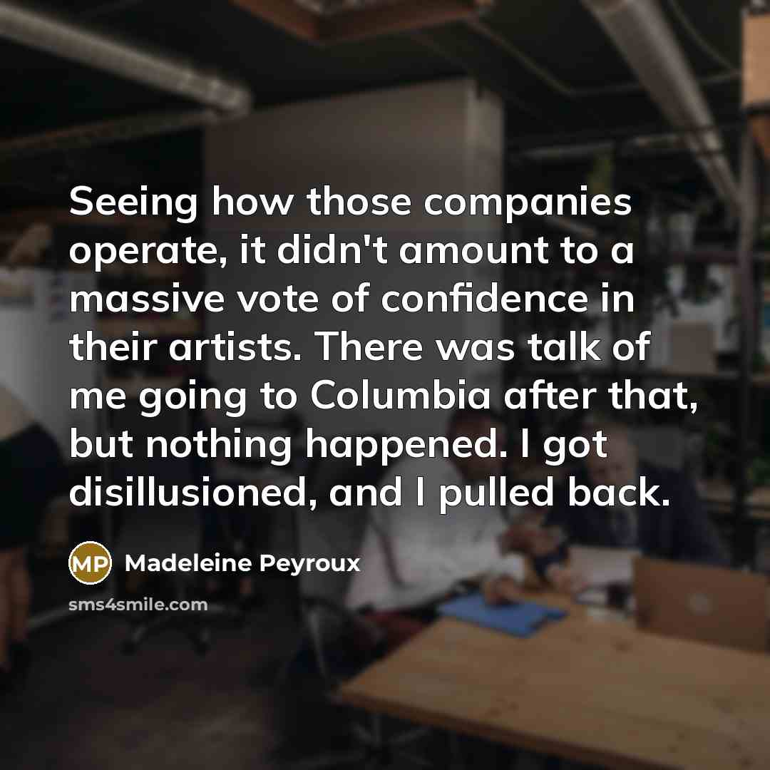 “Seeing how those companies operate, it didn't amount to a…” quote by Madeleine Peyroux