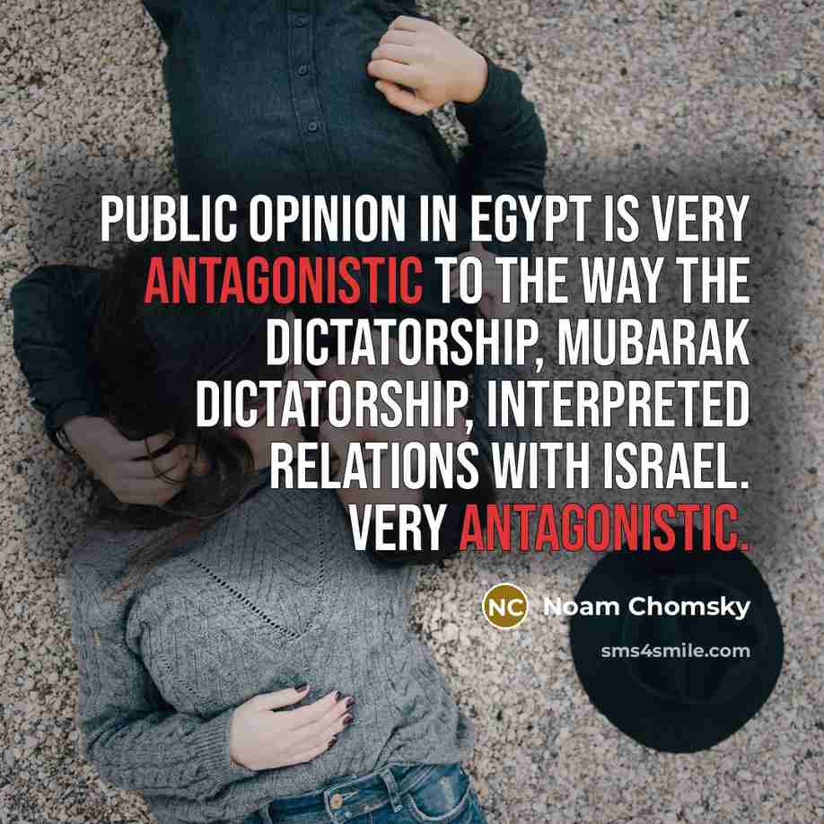 “Public opinion in Egypt is very antagonistic to the way…” quote by Noam Chomsky
