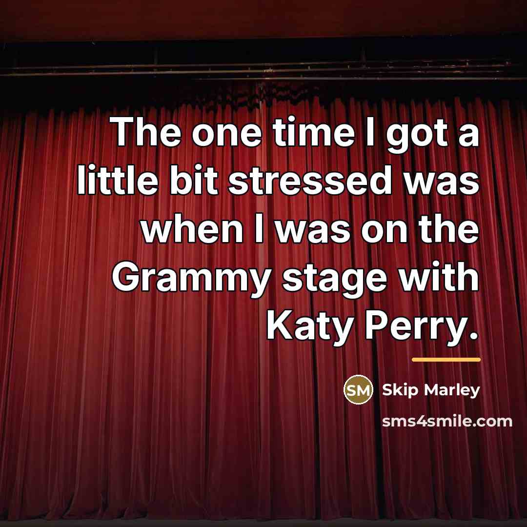 “The one time I got a little bit stressed was…” quote by Skip Marley