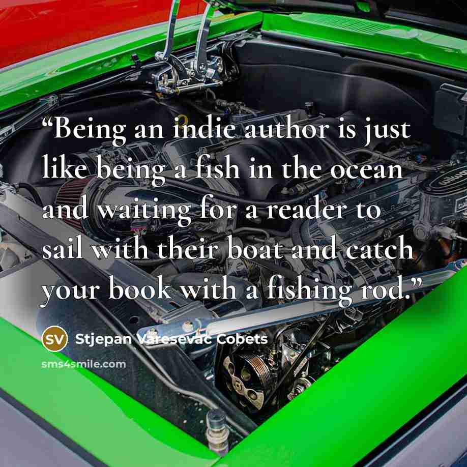 “Being an indie author is just like being a fish in the ocean and waiting for a reader to sail with their boat and catch your book with a fishing rod.” quote by Stjepan Varesevac Cobets