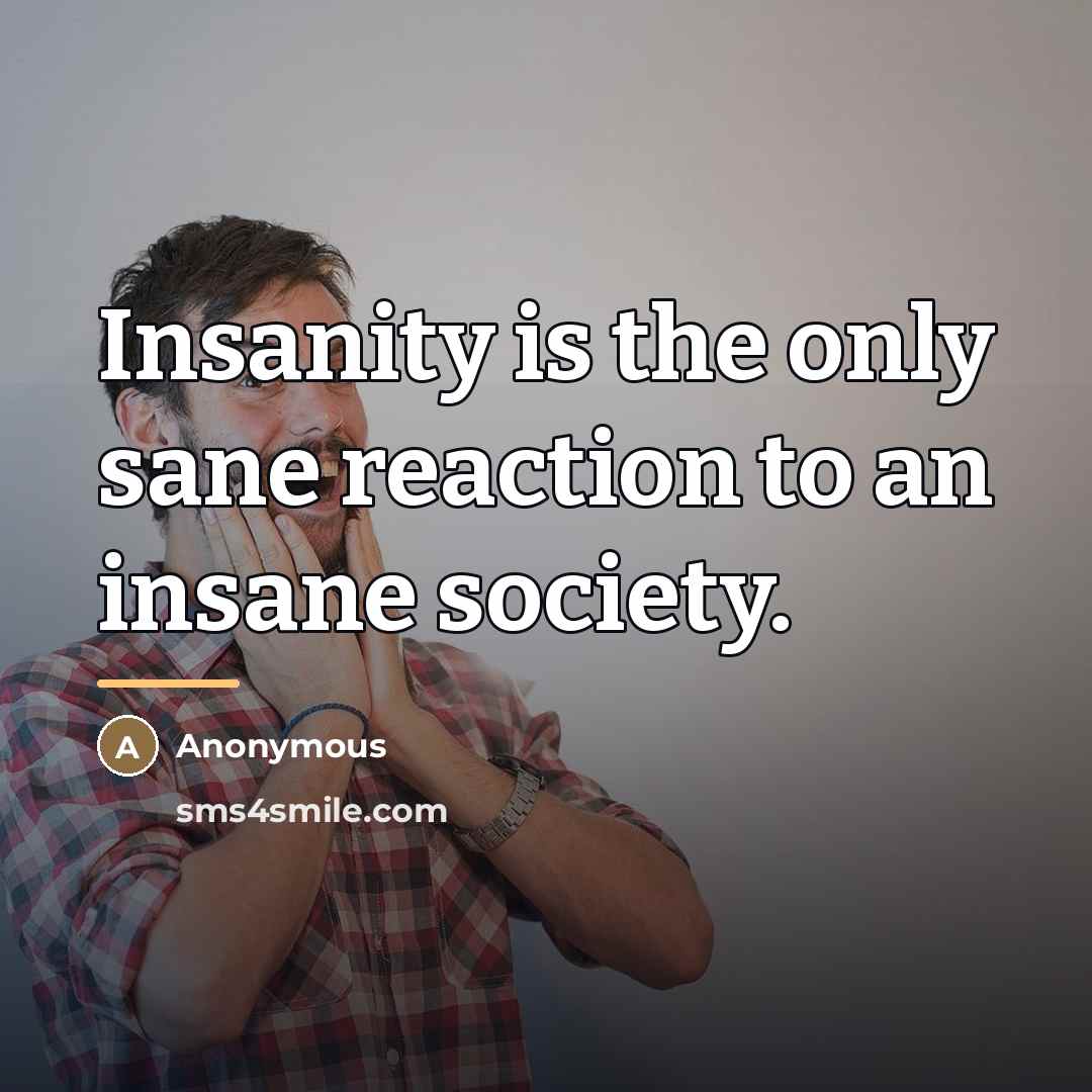 “Insanity is the only sane reaction to an insane society.…” quote by Anonymous