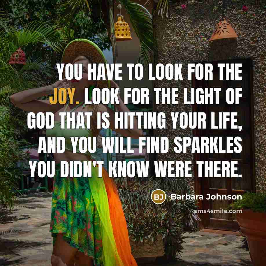 “You have to look for the joy. Look for the…” quote by Barbara Johnson