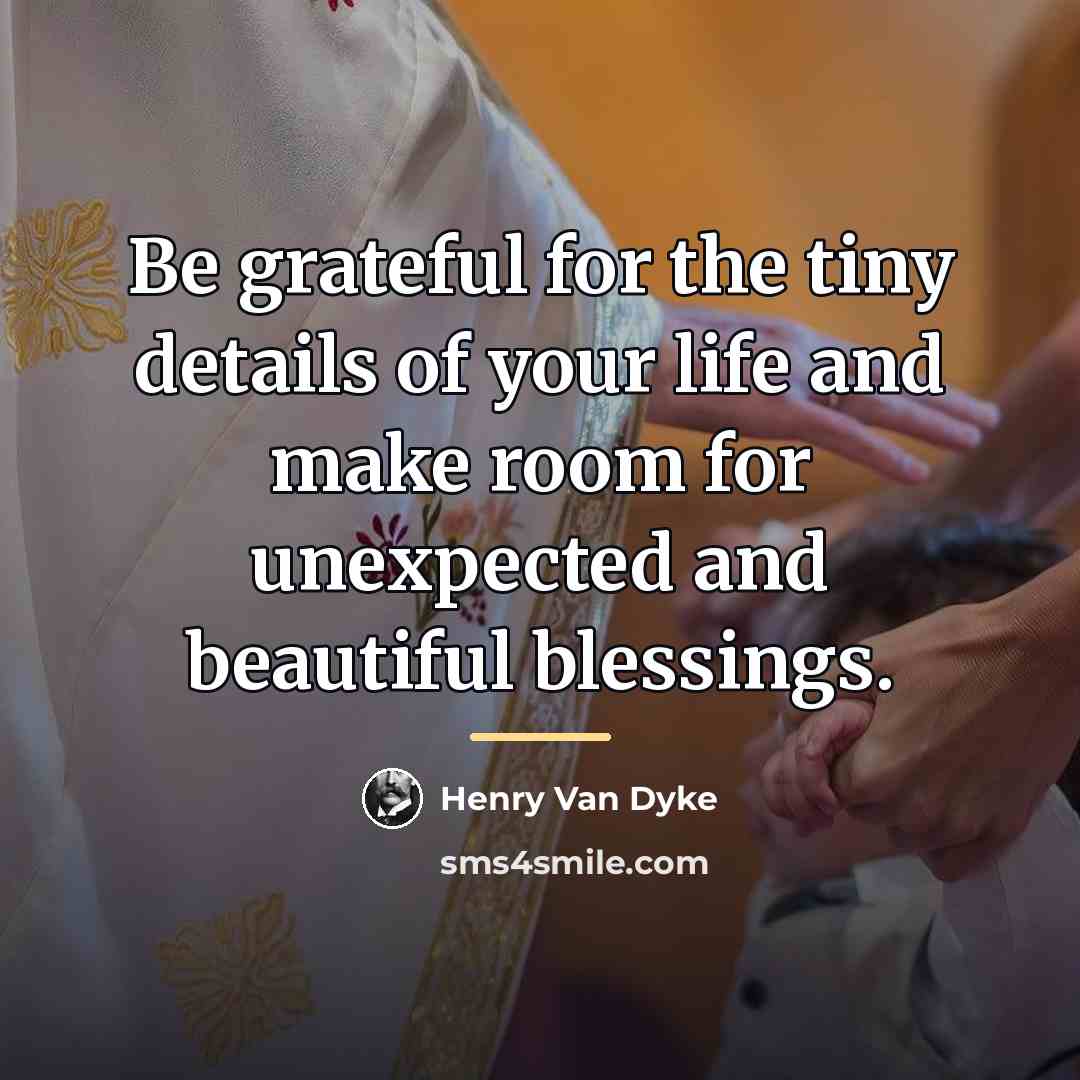 “Be grateful for the tiny details of your life and…” quote by Henry Van Dyke