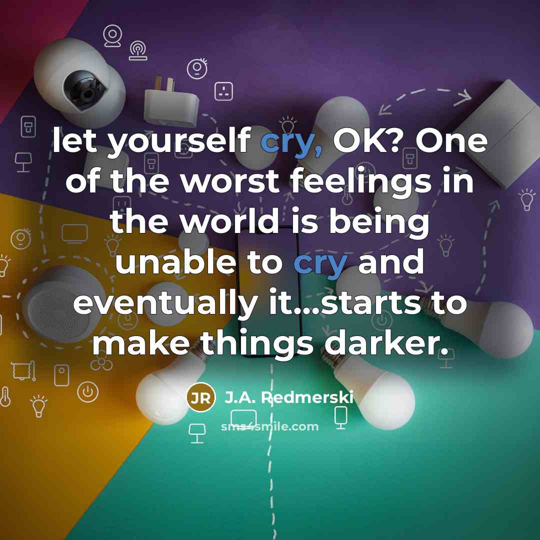 “let yourself cry, OK? One of the worst feelings in…” quote by J.A. Redmerski