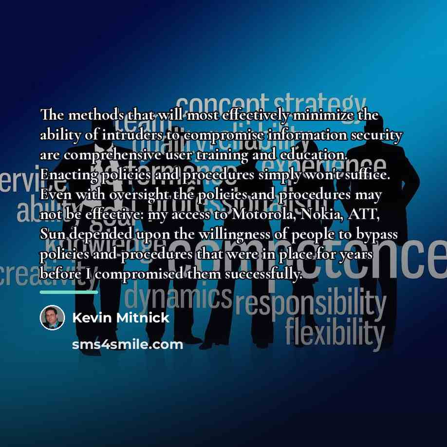 “The methods that will most effectively minimize the ability of…” quote by Kevin Mitnick