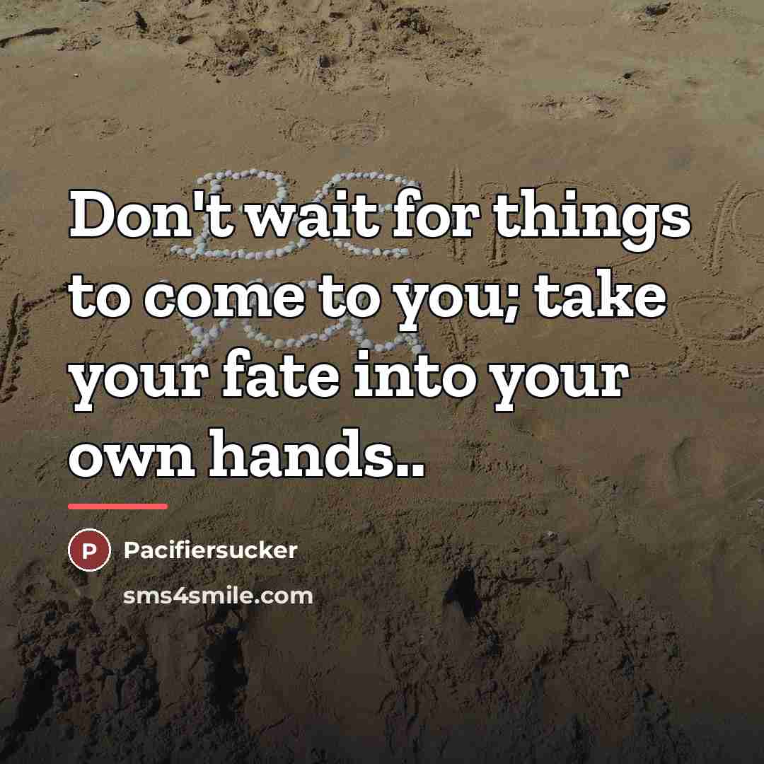 “Don't wait for things to come to you; take your…” quote by Pacifiersucker