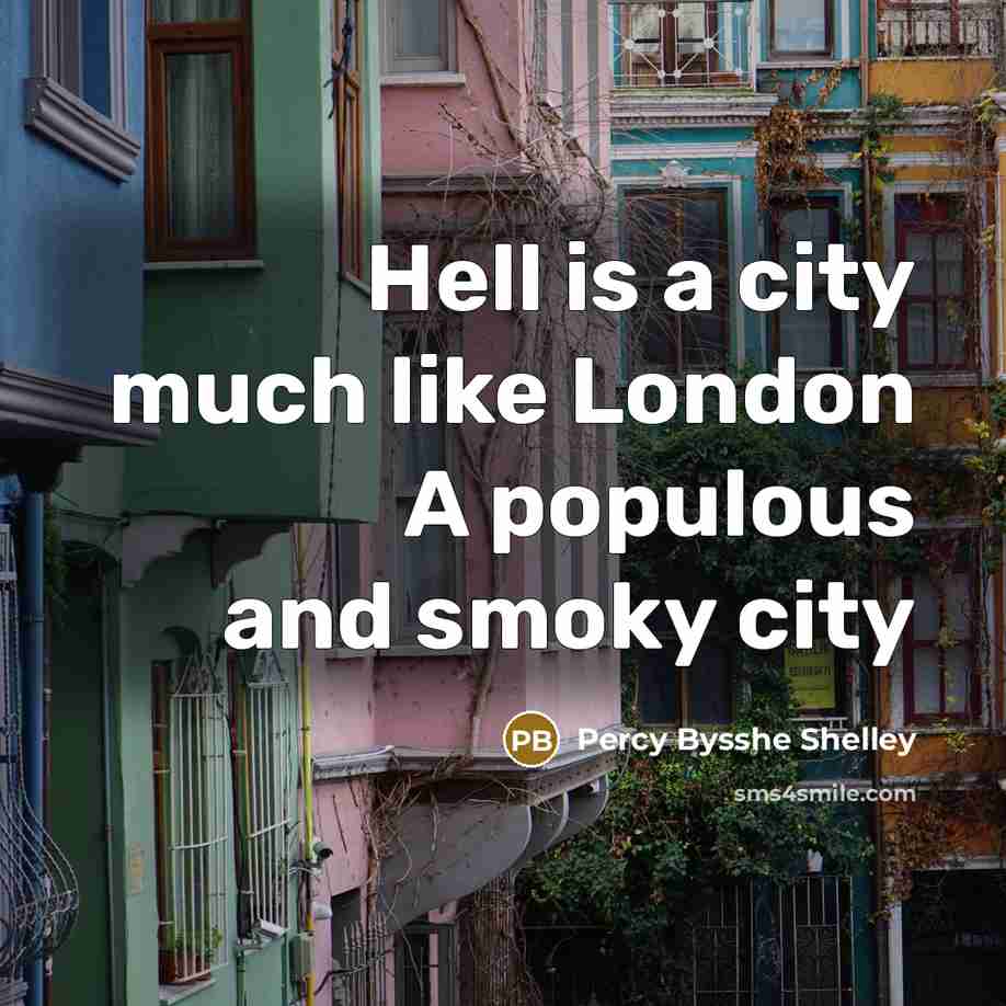 “Hell is a city much like London A populous and…” quote by Percy Bysshe Shelley