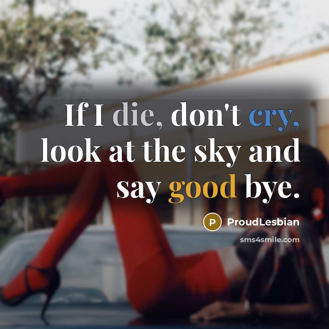 “If I die, don't cry, look at the sky and say good bye.” quote by ProudLesbian