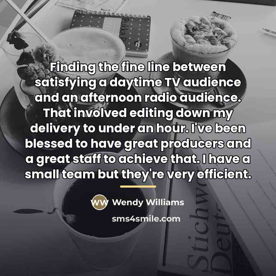 “Finding the fine line between satisfying a daytime TV audience…” quote by Wendy Williams