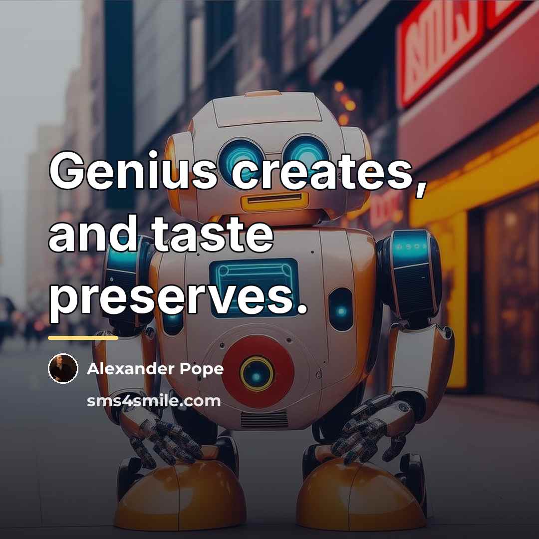 “Genius creates, and taste preserves.…” quote by Alexander Pope
