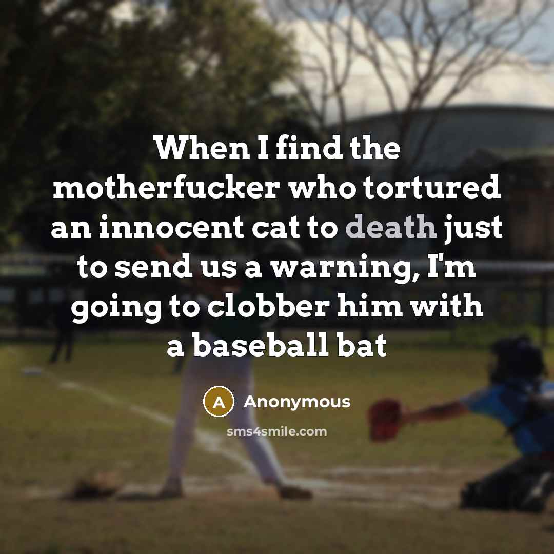 “When I find the motherfucker who tortured an innocent cat…” quote by Anonymous