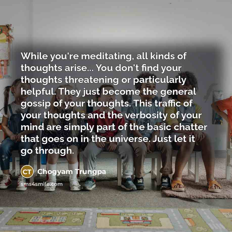 “While you're meditating, all kinds of thoughts arise... You don't…” quote by Chogyam Trungpa