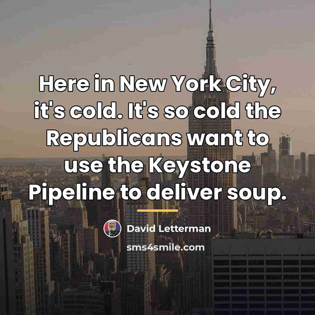 “Here in New York City, it's cold. It's so cold…” quote by David Letterman