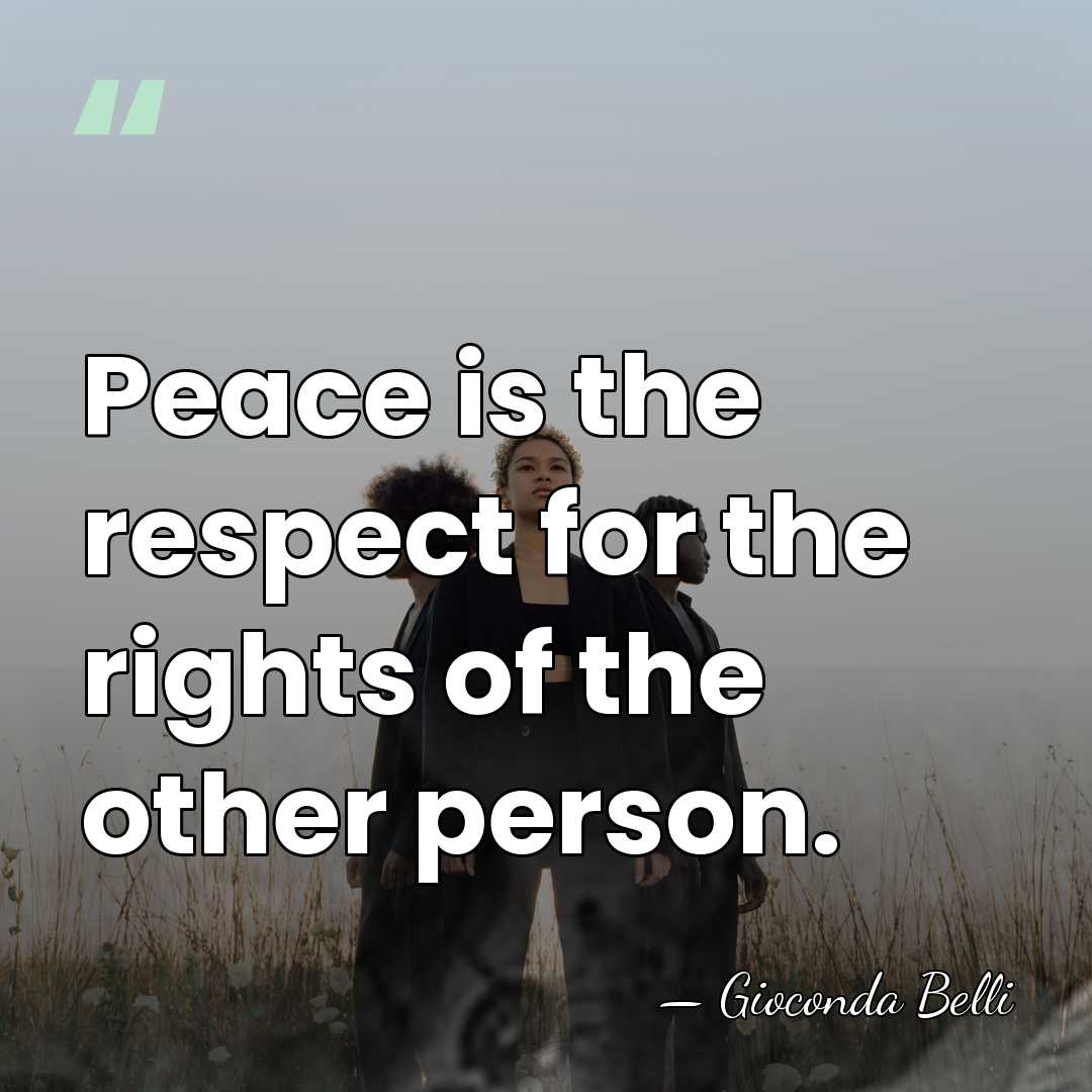 Peace is the respect for the rights of the other person. - Gioconda Belli