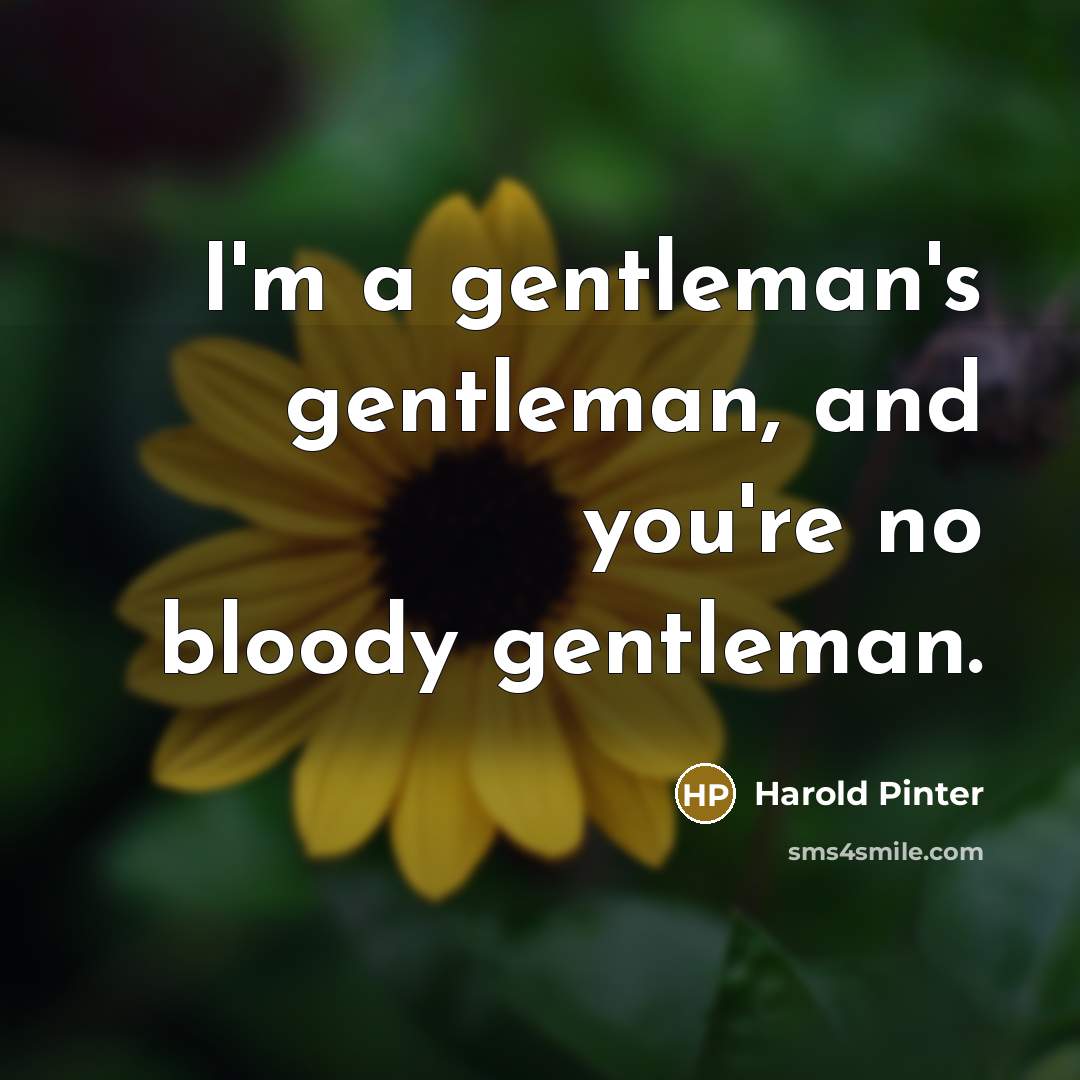 “I'm a gentleman's gentleman, and you're no bloody gentleman.…” quote by Harold Pinter