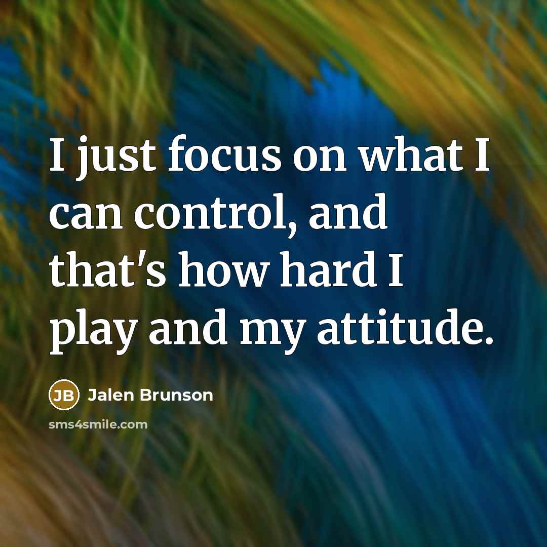 “I just focus on what I can control, and that's…” quote by Jalen Brunson