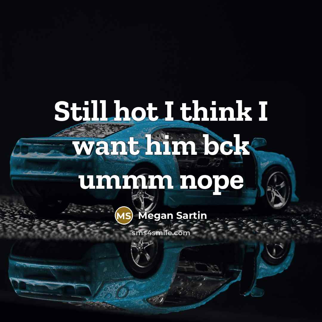 “Still hot I think I want him bck ummm nope…” quote by Megan Sartin