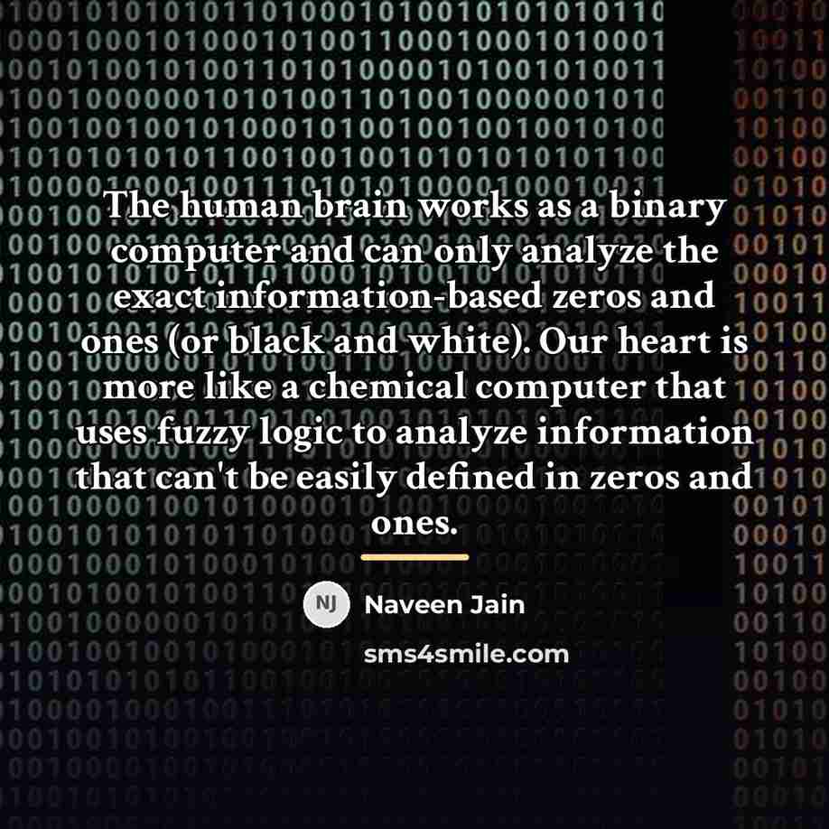 “The human brain works as a binary computer and can…” quote by Naveen Jain
