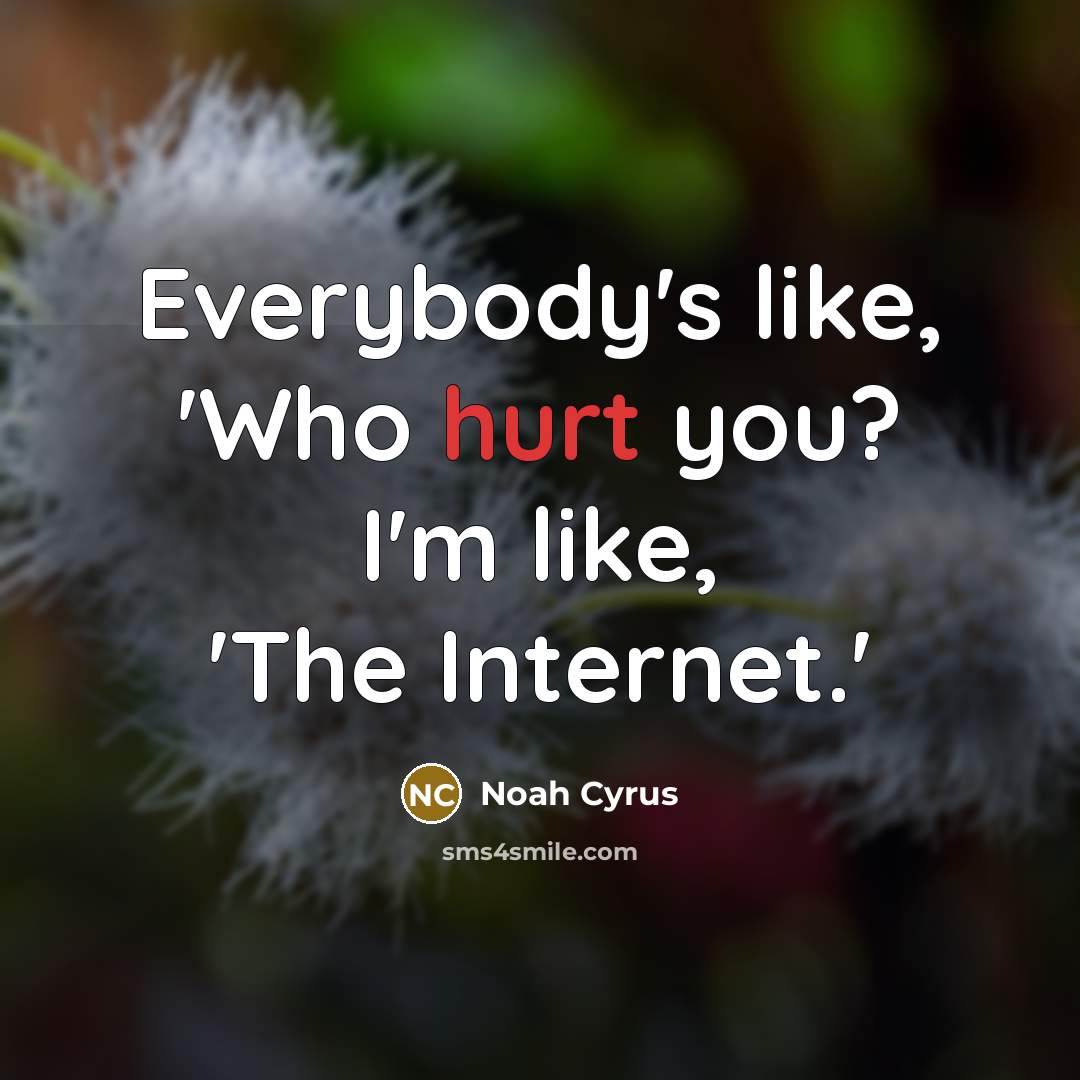 “Everybody's like, 'Who hurt you? I'm like, 'The Internet.'…” quote by Noah Cyrus