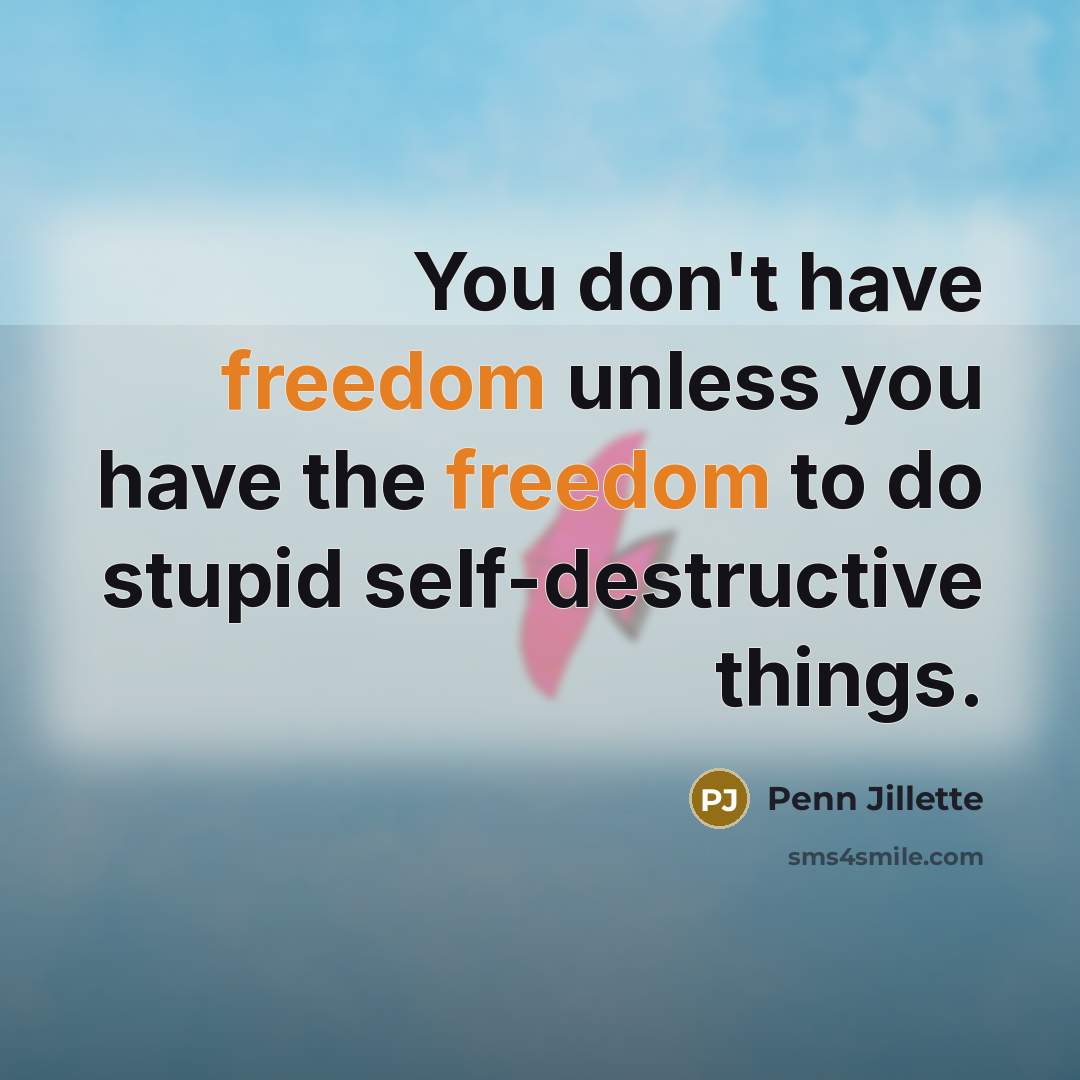 “You don't have freedom unless you have the freedom to…” quote by Penn Jillette