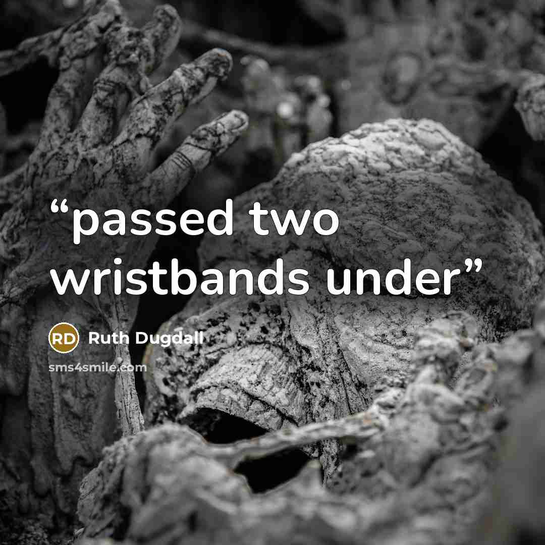“passed two wristbands under” quote by Ruth Dugdall