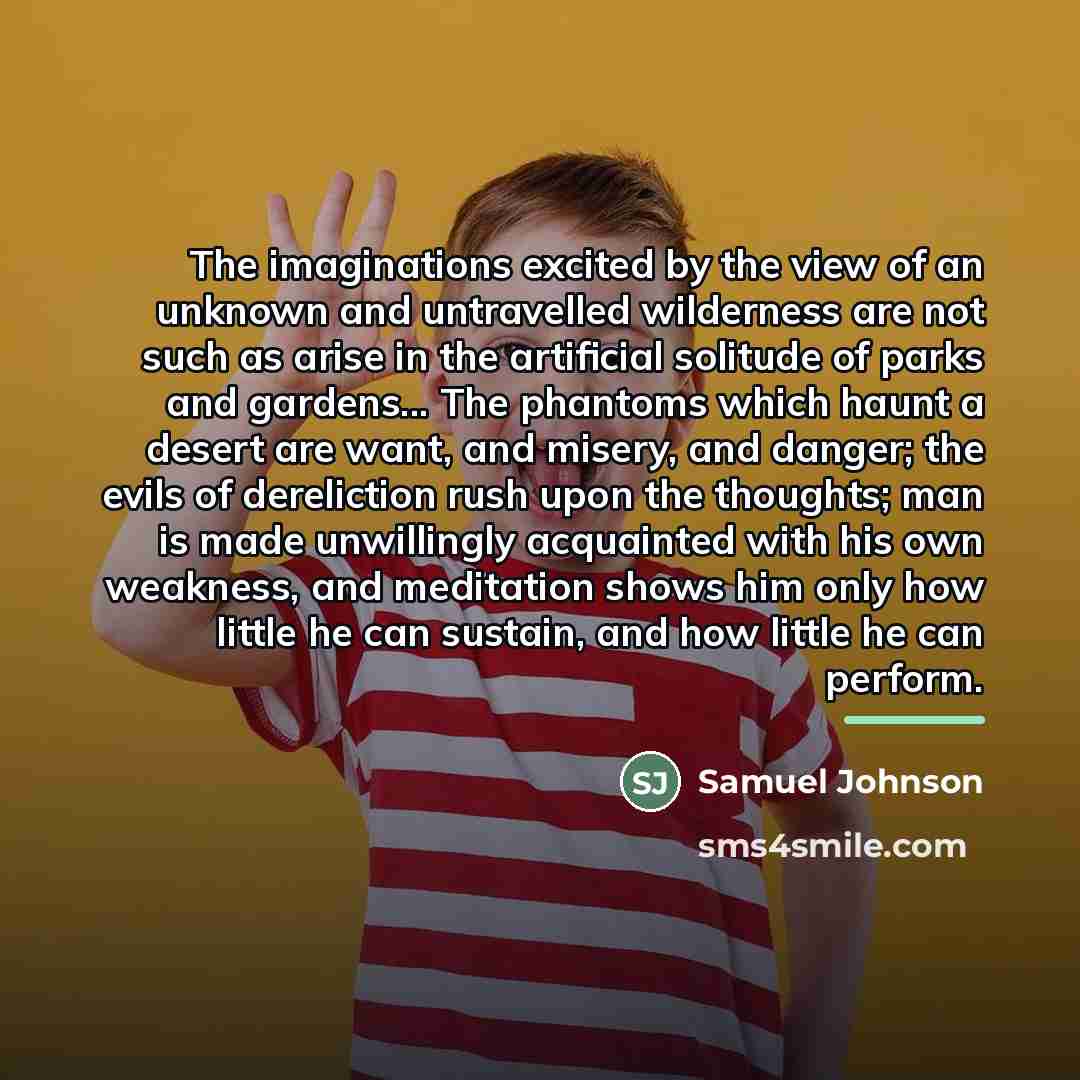 “The imaginations excited by the view of an unknown and…” quote by Samuel Johnson