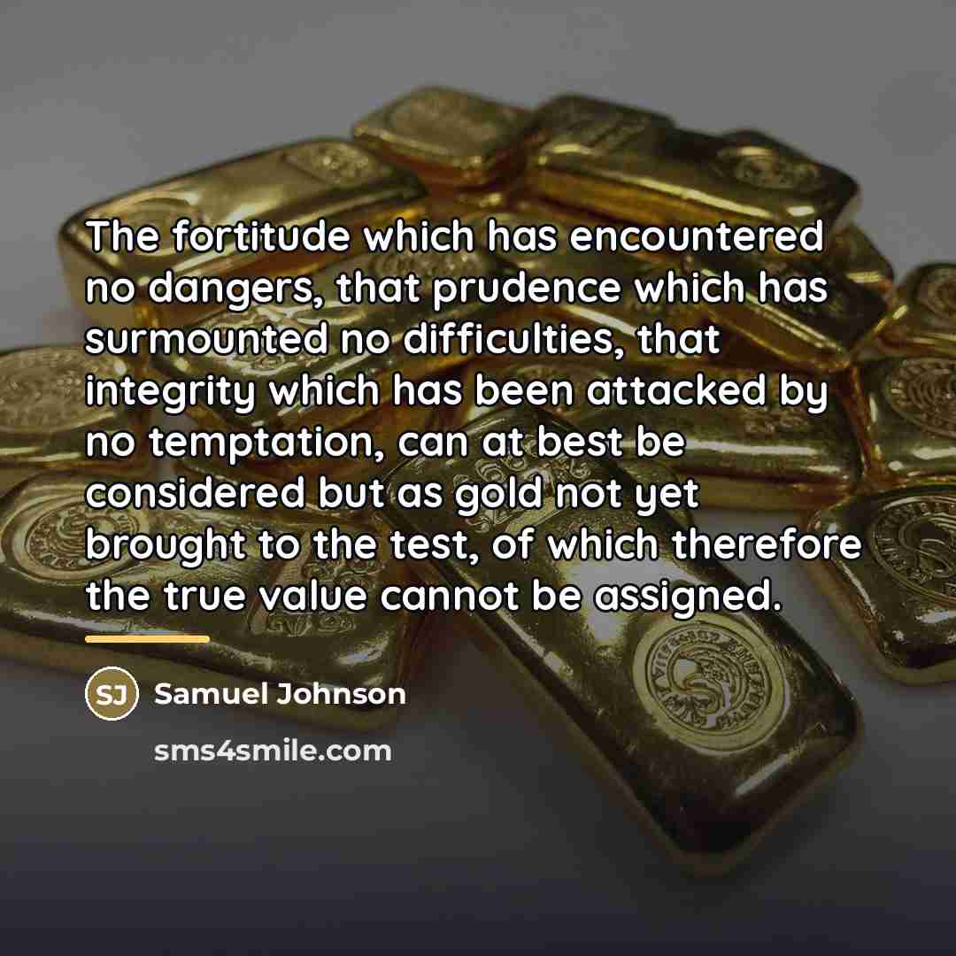 “The fortitude which has encountered no dangers, that prudence which…” quote by Samuel Johnson