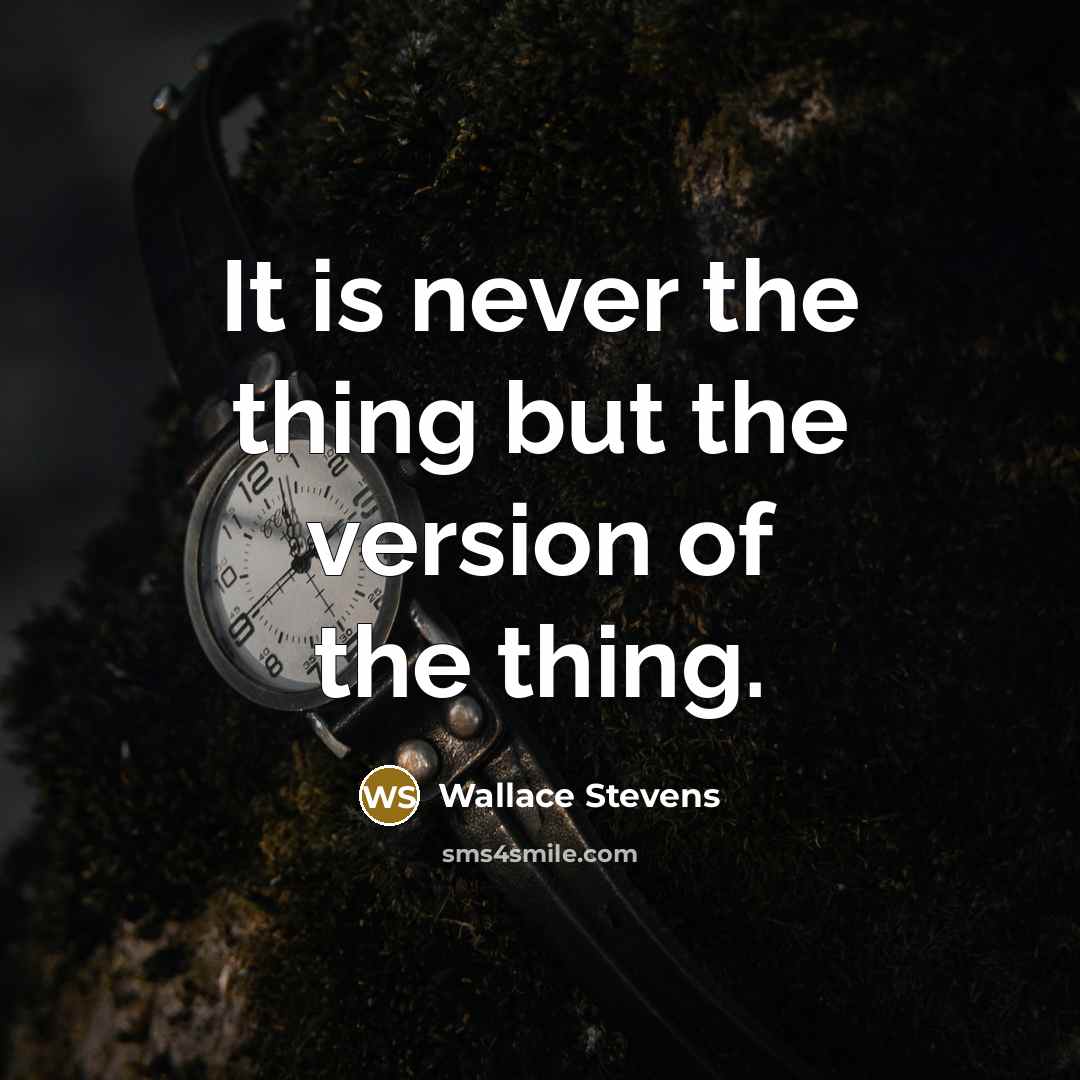 “It is never the thing but the version of the…” quote by Wallace Stevens