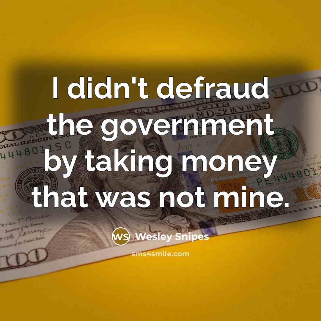 “I didn't defraud the government by taking money that was…” quote by Wesley Snipes