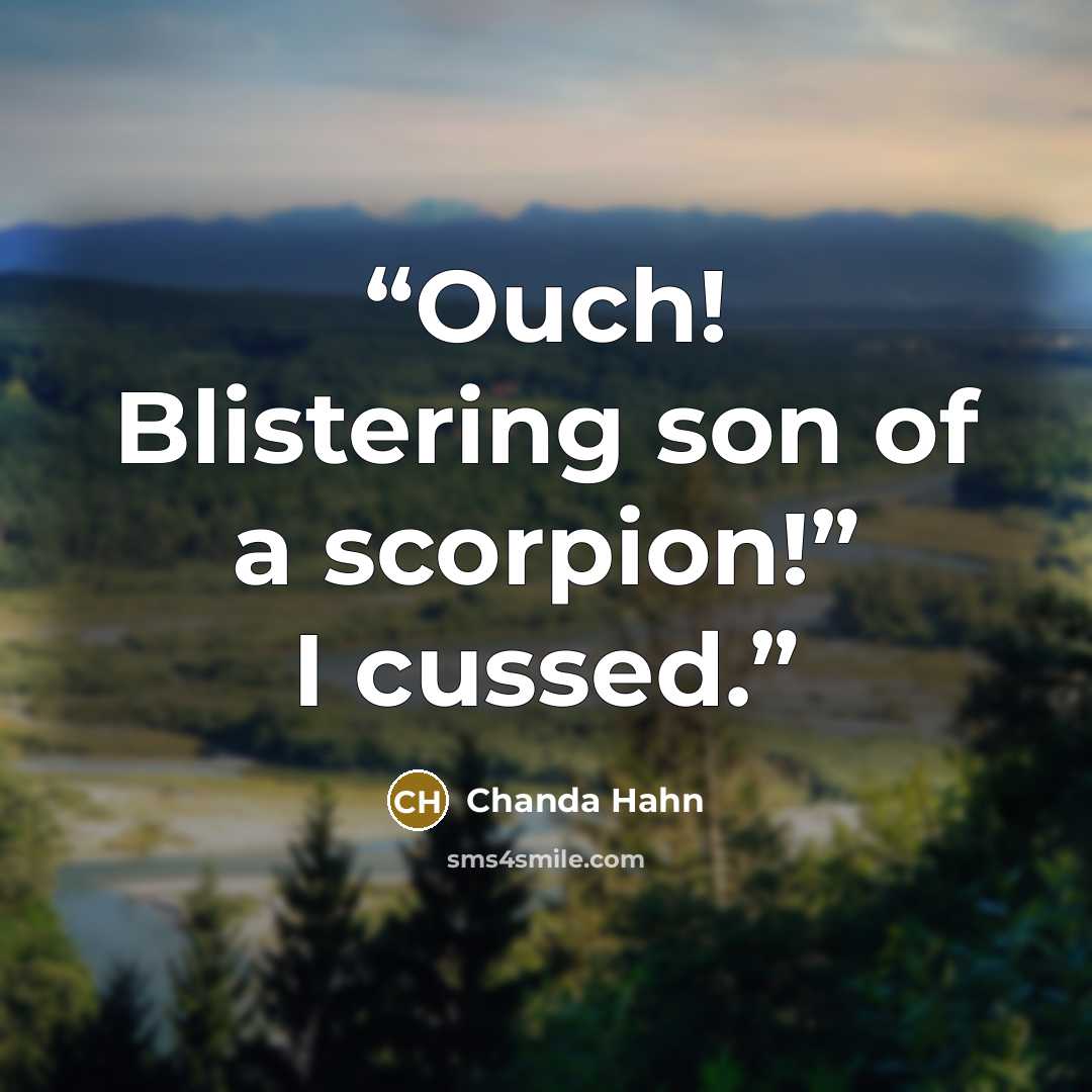 “Ouch! Blistering son of a scorpion!” I cussed.” quote by Chanda Hahn