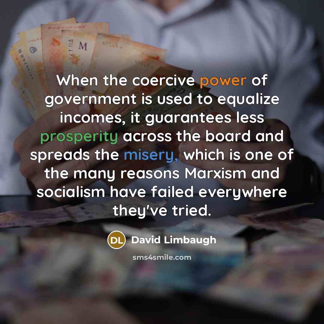 “When the coercive power of government is used to equalize…” quote by David Limbaugh