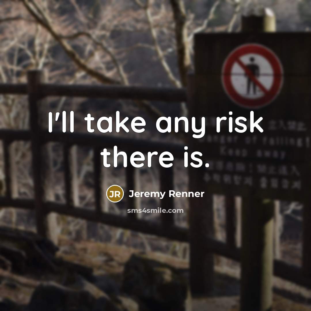 “I'll take any risk there is.…” quote by Jeremy Renner