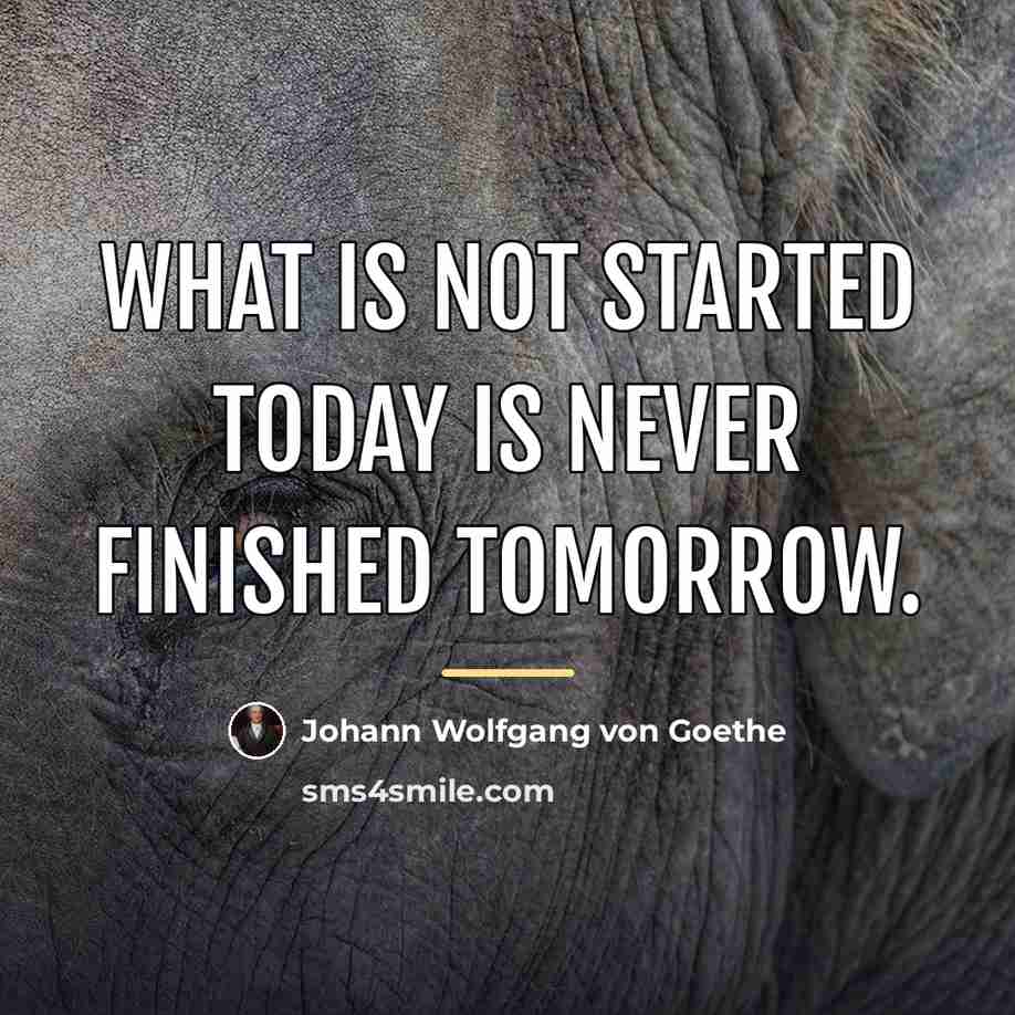 “What is not started today is never finished tomorrow.…” quote by Johann Wolfgang von Goethe