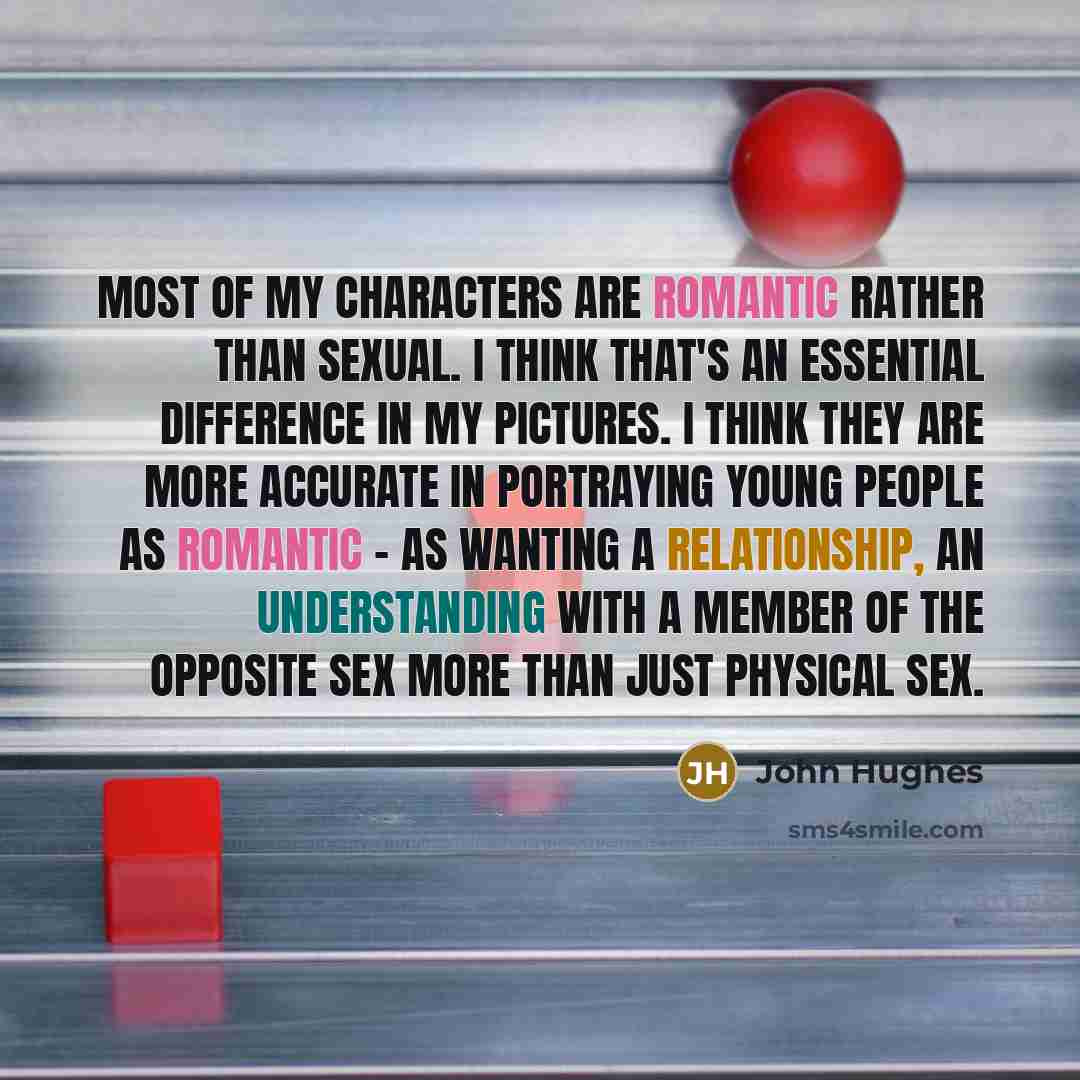 “Most of my characters are romantic rather than sexual. I…” quote by John Hughes