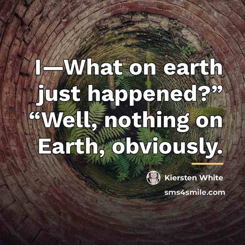 “I—What on earth just happened?” “Well, nothing on Earth, obviously.…” quote by Kiersten White