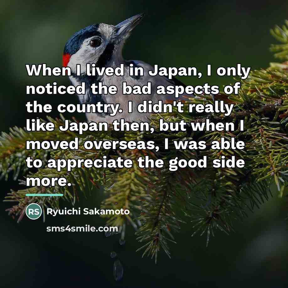 “When I lived in Japan, I only noticed the bad…” quote by Ryuichi Sakamoto