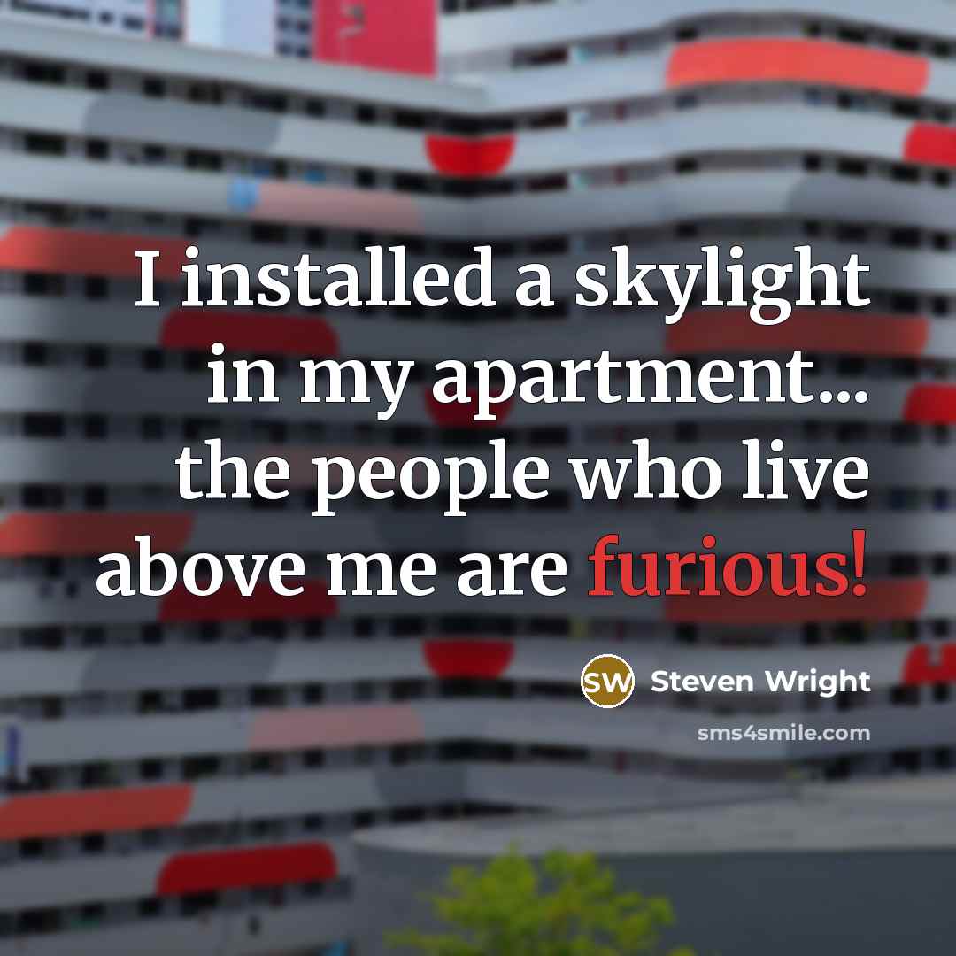“I installed a skylight in my apartment... the people who…” quote by Steven Wright