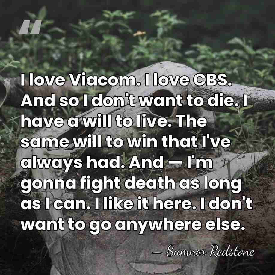 I love Viacom. I love CBS. And so I don't want to&hellip; - Sumner Redstone