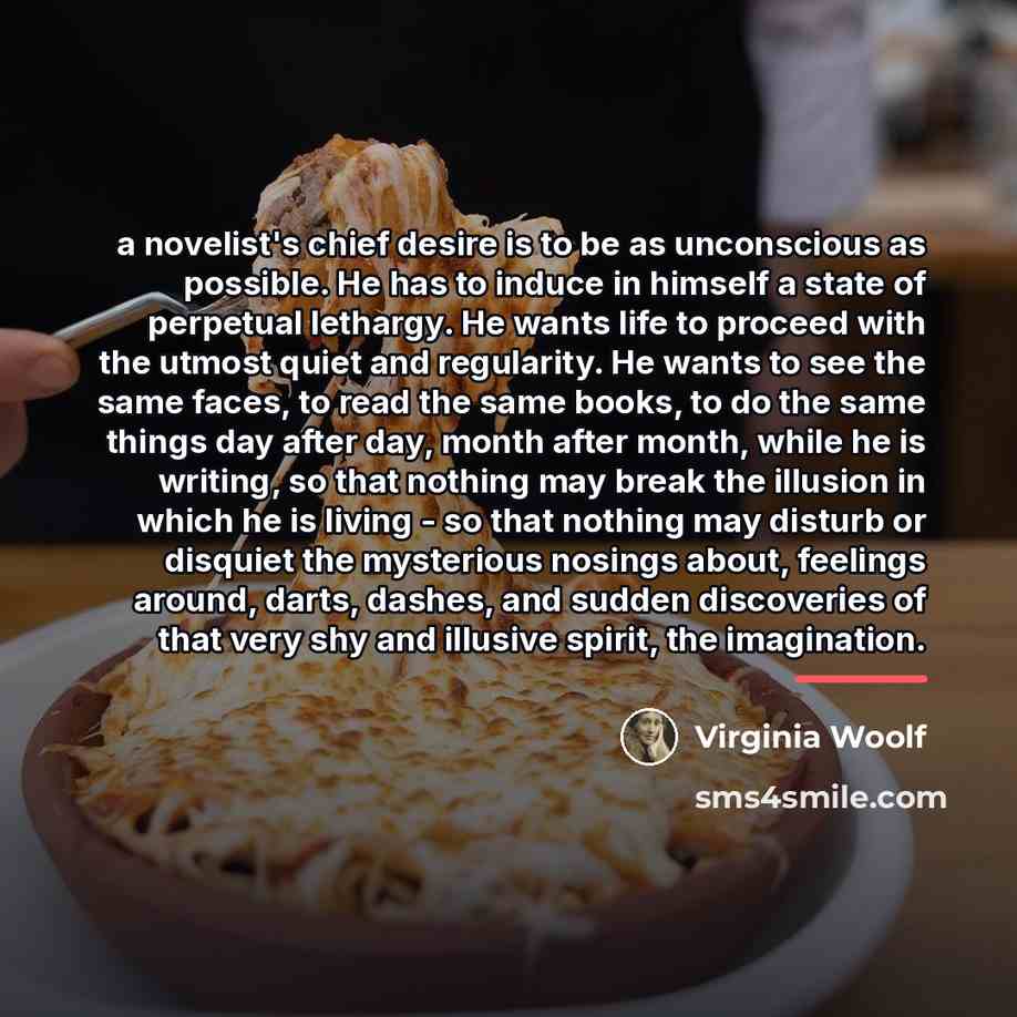 “a novelist's chief desire is to be as unconscious as…” quote by Virginia Woolf