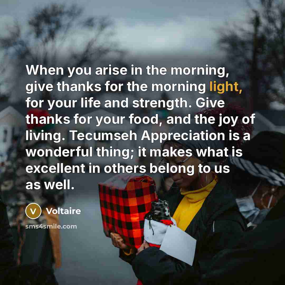 “When you arise in the morning, give thanks for the…” quote by Voltaire