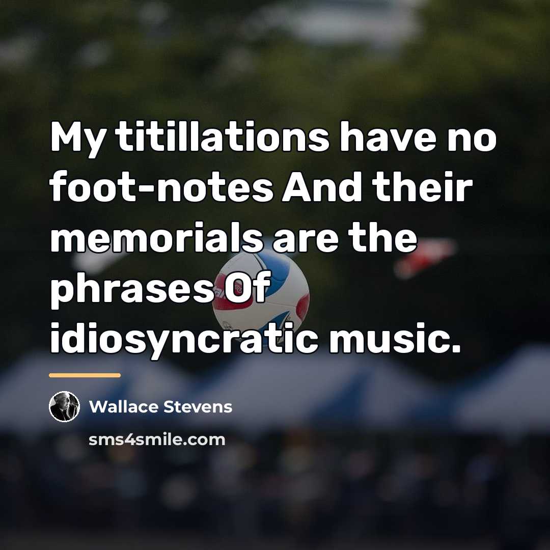 “My titillations have no foot-notes And their memorials are the…” quote by Wallace Stevens