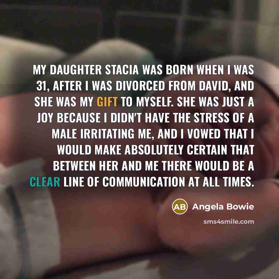 “My daughter Stacia was born when I was 31, after…” quote by Angela Bowie